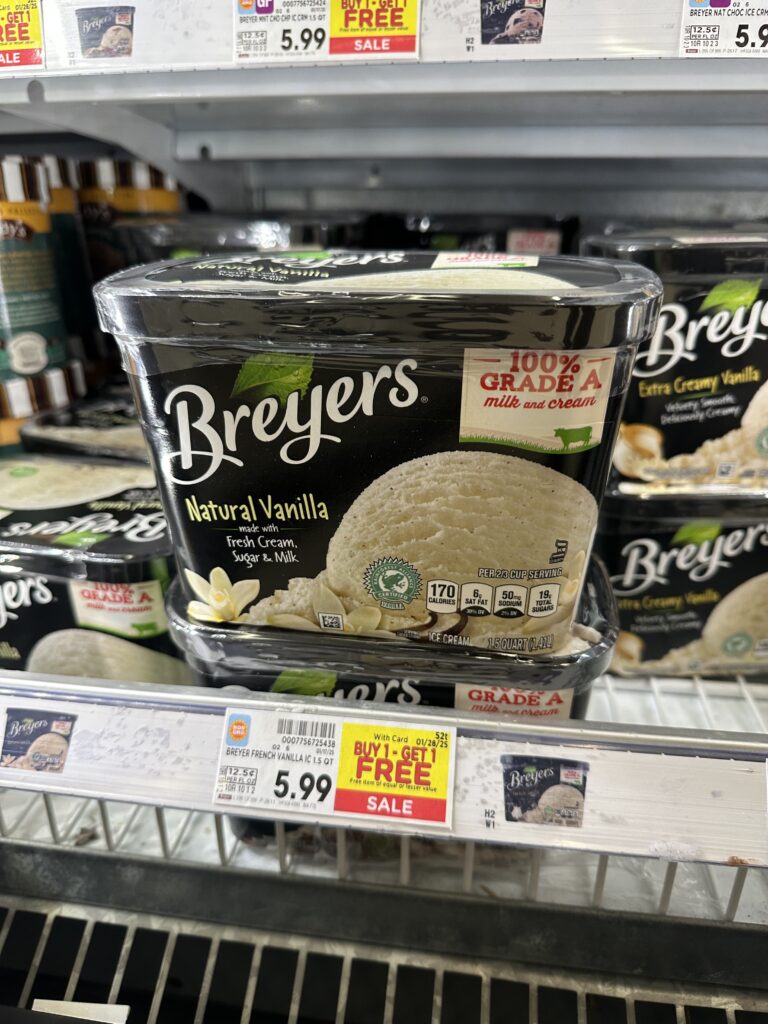 Breyer's and Ben & Jerry's Ice Cream Kroger Shelf Image