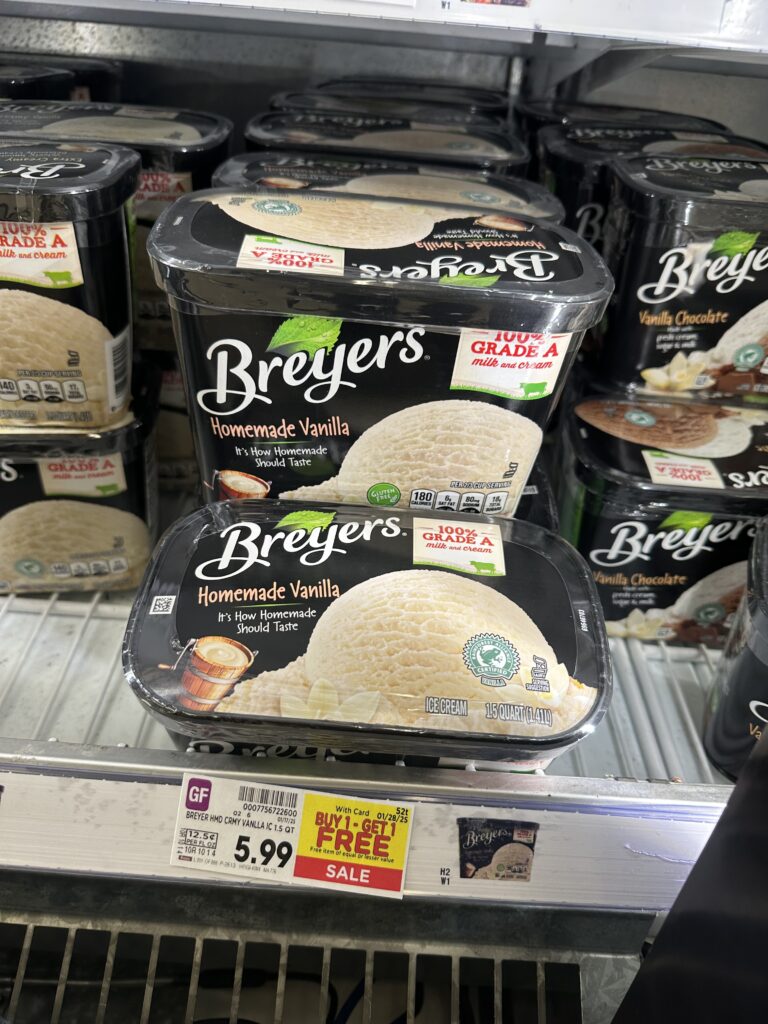 Breyer's and Ben & Jerry's Ice Cream Kroger Shelf Image