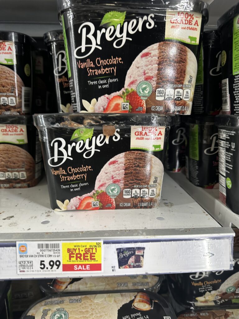 Breyer's and Ben & Jerry's Ice Cream Kroger Shelf Image