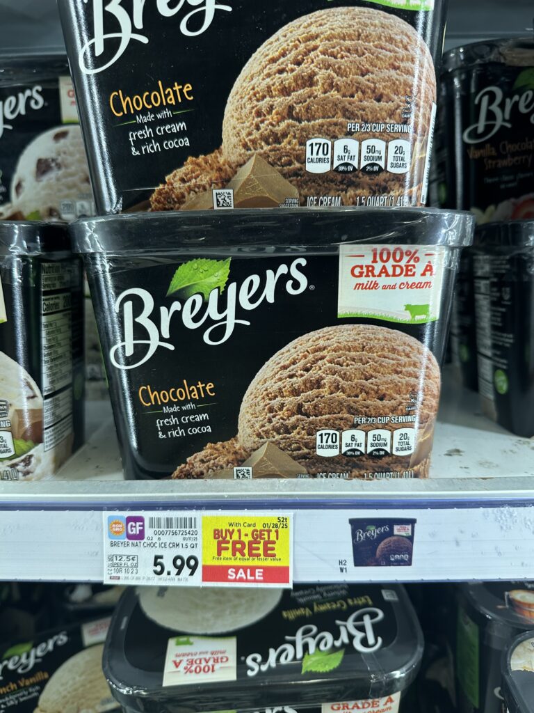 Breyer's and Ben & Jerry's Ice Cream Kroger Shelf Image