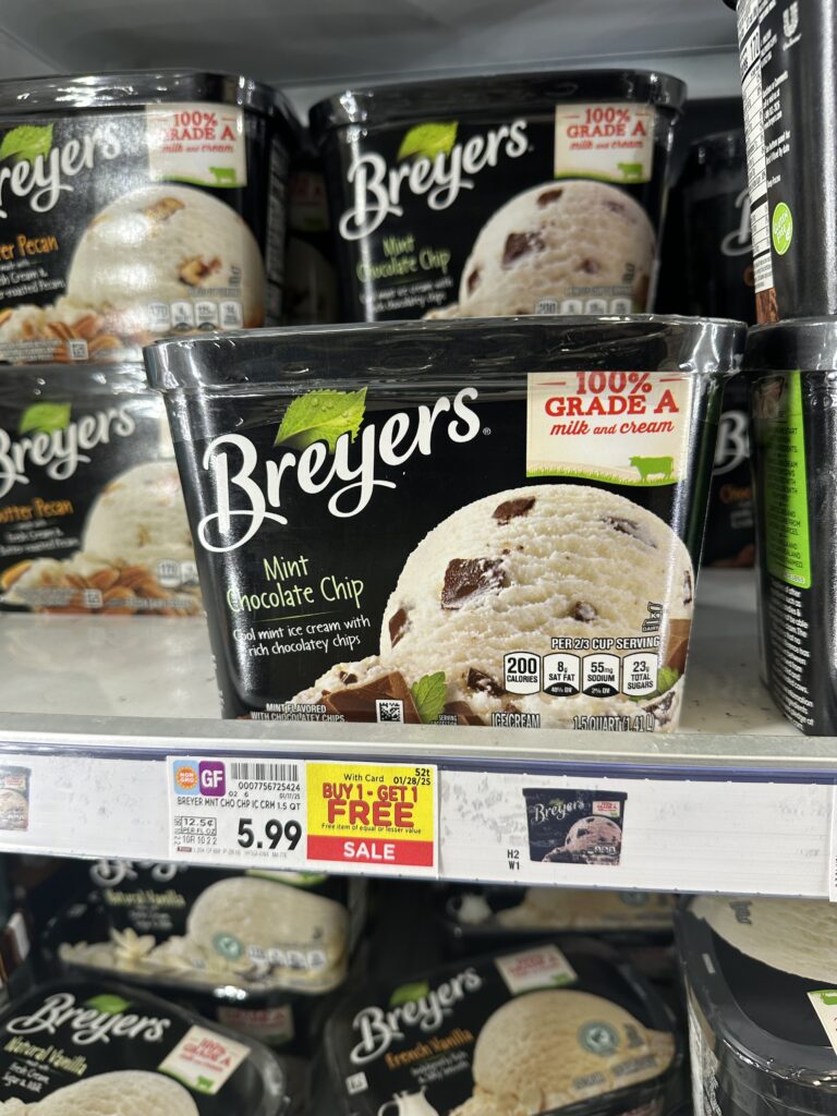 Breyer's and Ben & Jerry's Ice Cream Kroger Shelf Image