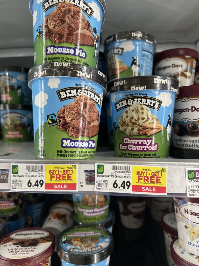 Breyer's and Ben & Jerry's Ice Cream Kroger Shelf Image