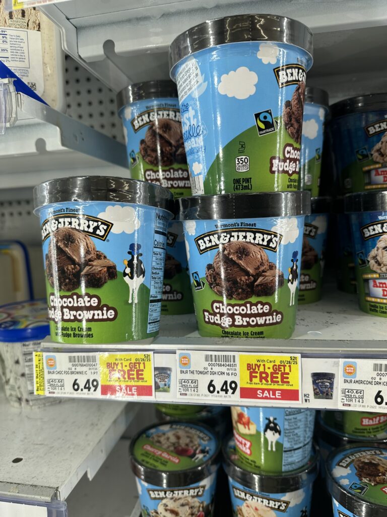 Breyer's and Ben & Jerry's Ice Cream Kroger Shelf Image