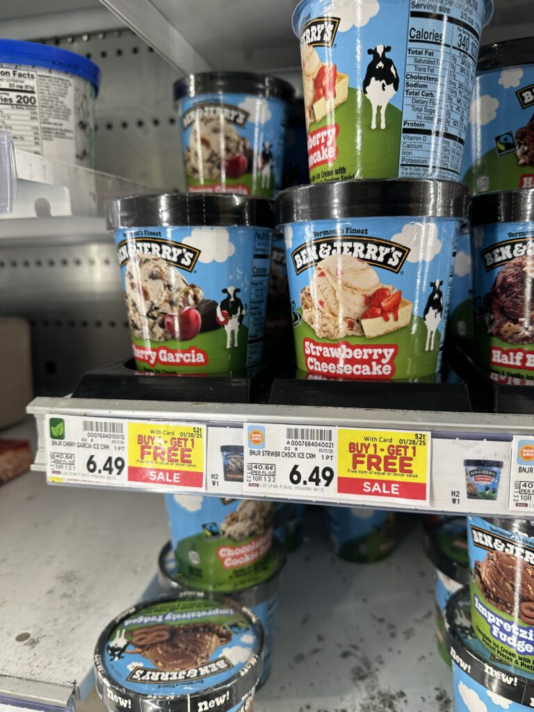 Breyer's and Ben & Jerry's Ice Cream Kroger Shelf Image