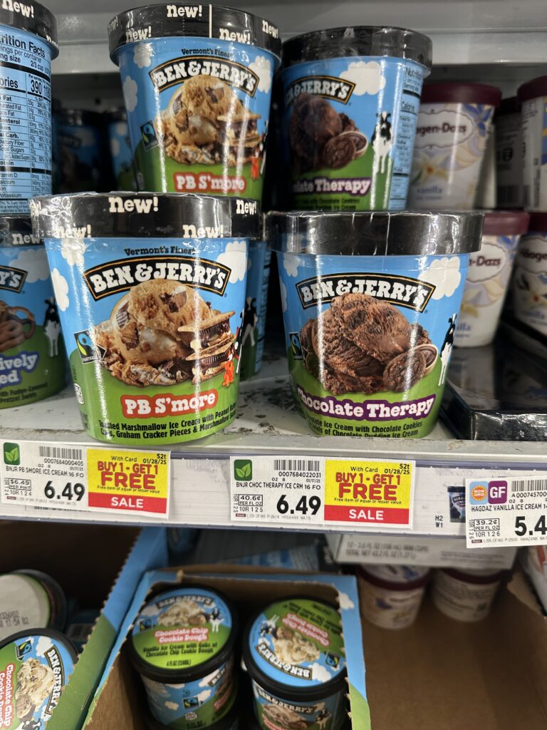 Breyer's and Ben & Jerry's Ice Cream Kroger Shelf Image