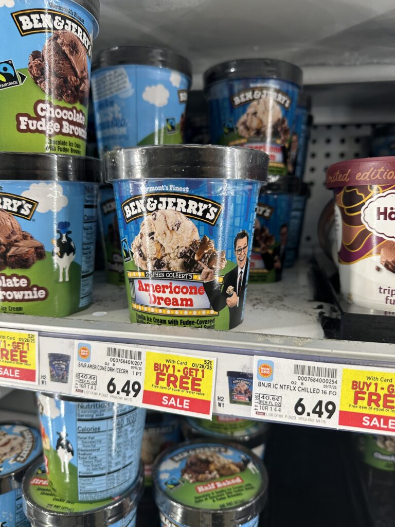 Breyer's and Ben & Jerry's Ice Cream Kroger Shelf Image