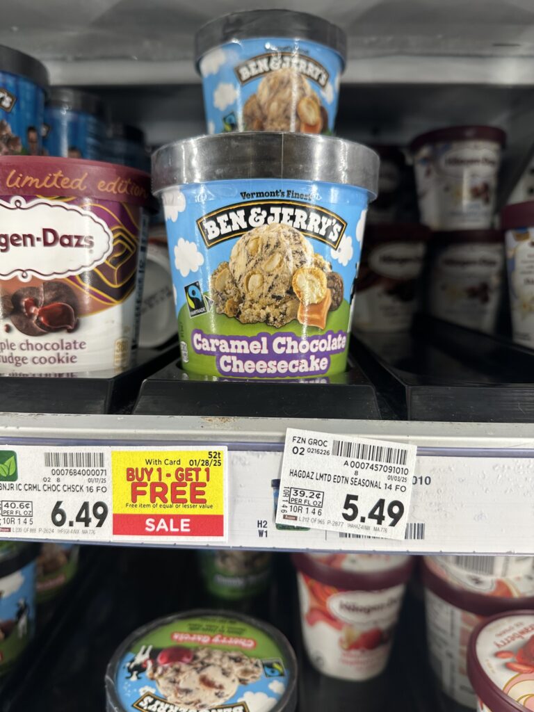 Breyer's and Ben & Jerry's Ice Cream Kroger Shelf Image