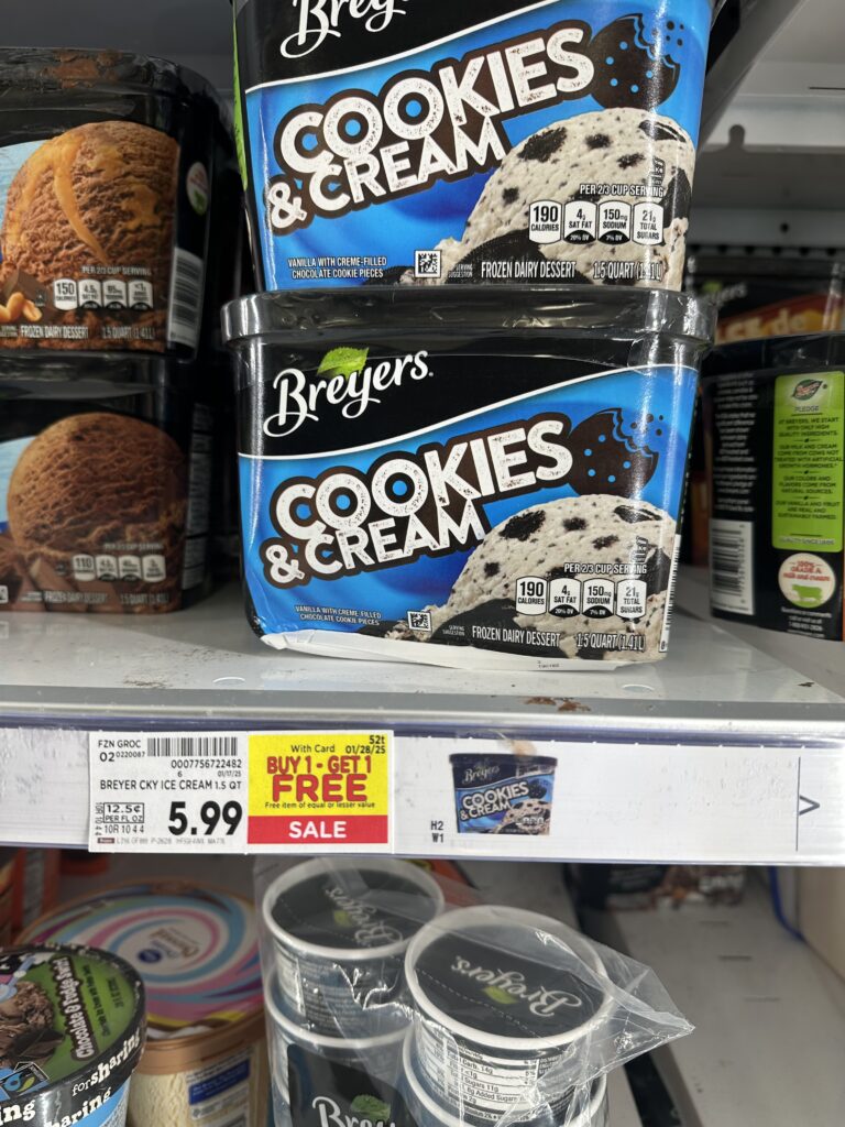 Breyer's and Ben & Jerry's Ice Cream Kroger Shelf Image