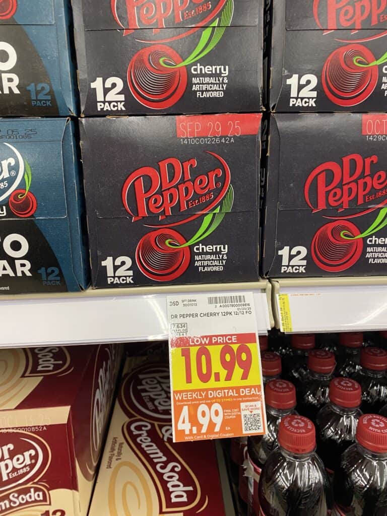 Dr Pepper, Coca-Cola, Pepsi, 7UP Kroger Shelf image 