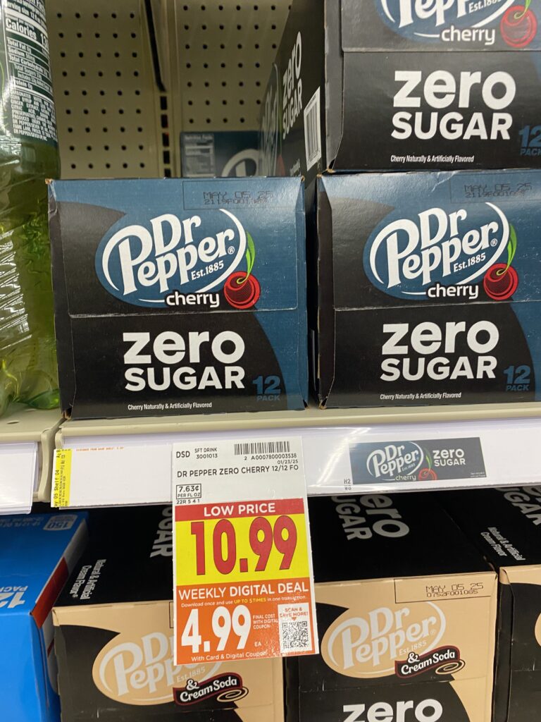 Dr Pepper, Coca-Cola, Pepsi, 7UP Kroger Shelf image 