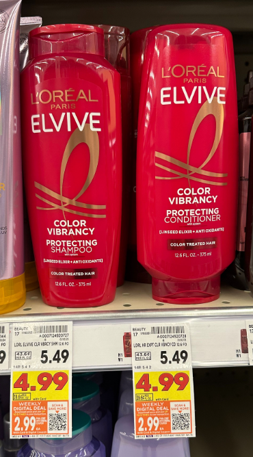 L'Oreal Paris Elvive Shampoo and Conditioner Kroger Shelf Image