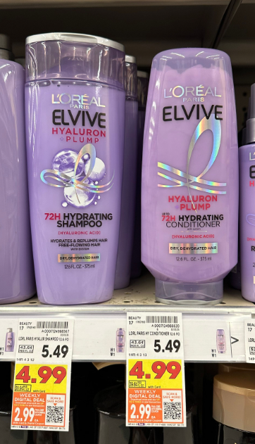 L'Oreal Paris Elvive Shampoo and Conditioner Kroger Shelf Image