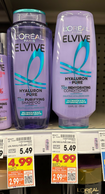 L'Oreal Paris Elvive Shampoo and Conditioner Kroger Shelf Image