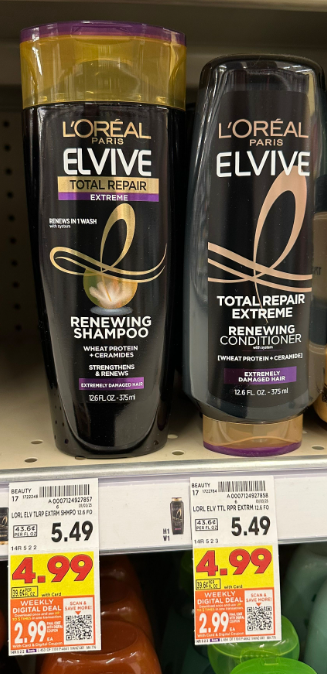 L'Oreal Paris Elvive Shampoo and Conditioner Kroger Shelf Image