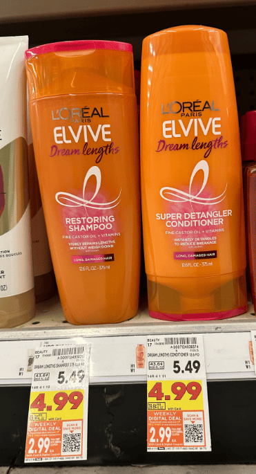 L'Oreal Paris Elvive Shampoo and Conditioner Kroger Shelf Image