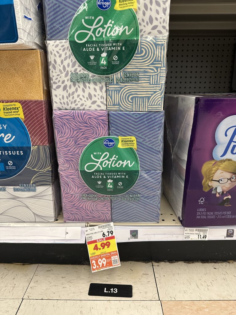 kroger facial tissues shelf image (3)