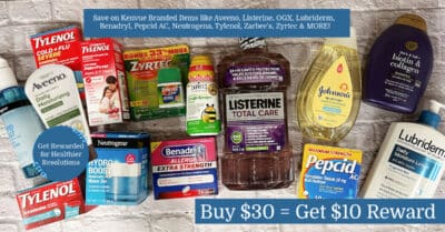 neutrogena, aveeno, tylenol, benadryl, zyrtec, zarbees, listerine, pepcid, johnson's, ogx and lubriderm Kroger Krazy