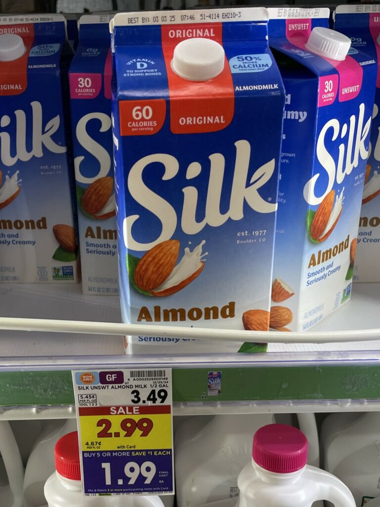 silk almond milk kroger shelf image (1)