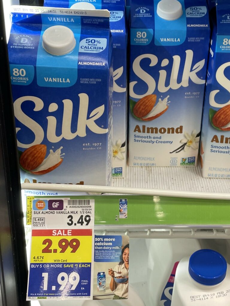 silk almond milk kroger shelf image (1)